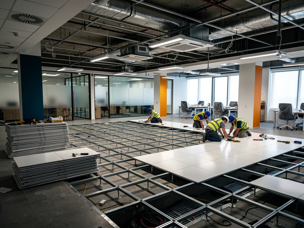 Raised access flooring installation in Dallas