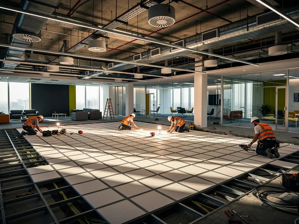 Modern office with raised access flooring